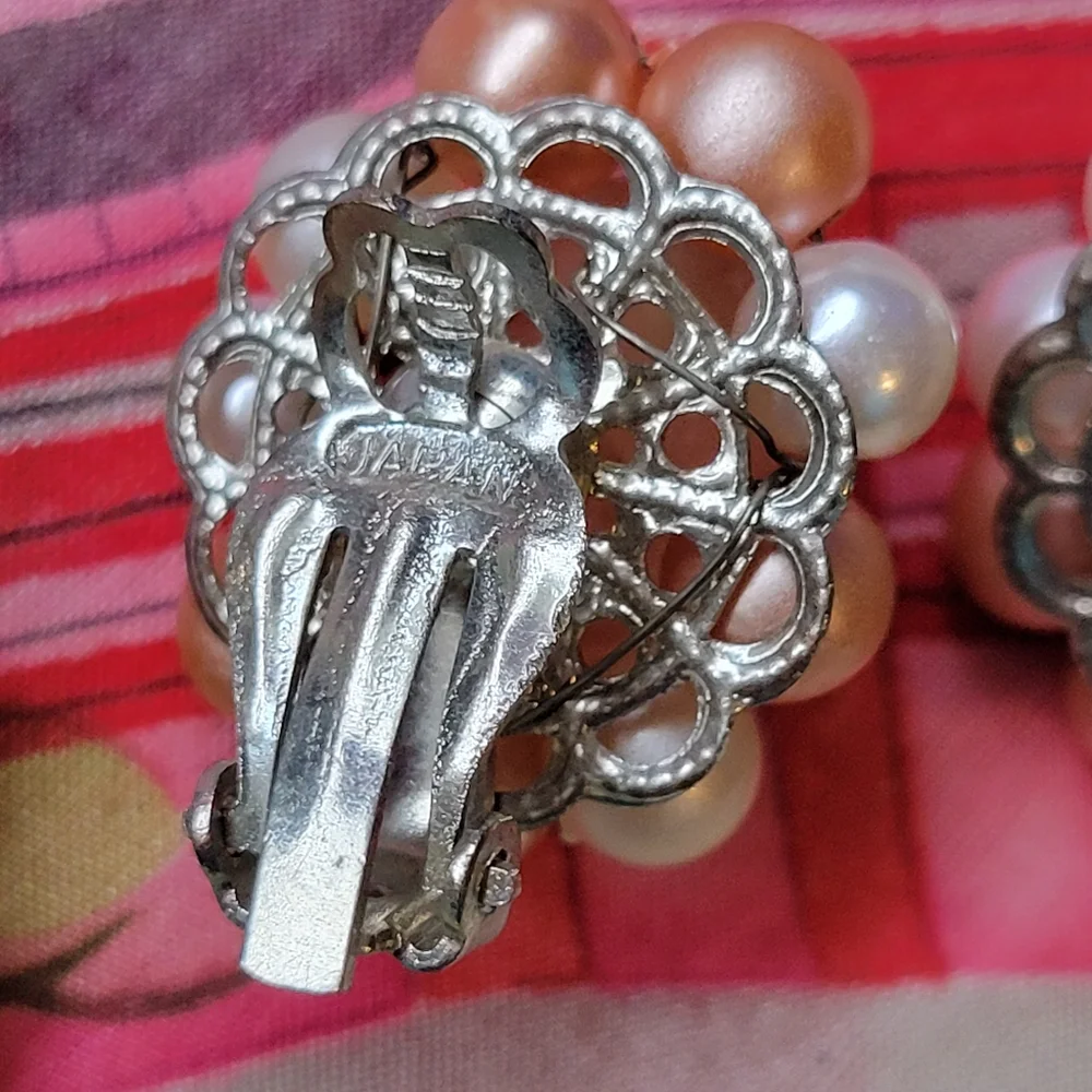 2 Pairs Vintage Clip-On Beaded Earrings ~ MCM ~ Japan ~ 1950s ~ Pretty!